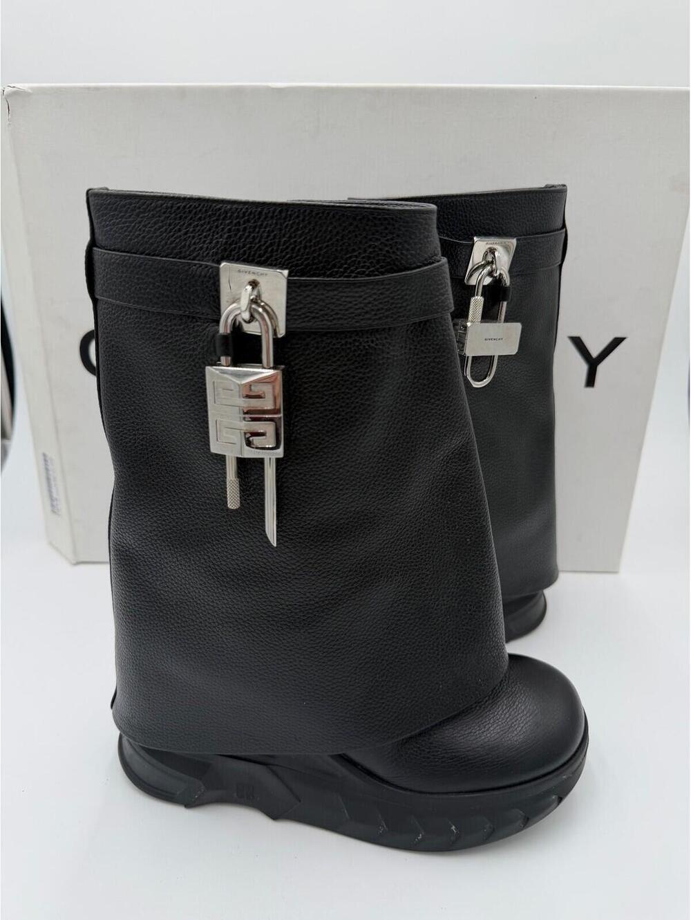 Givenchy Shark Lock Boots Wedge Ankle Boots Womens Size 7/37 Excellent